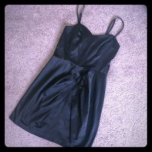 Black satin spaghetti strap dress
